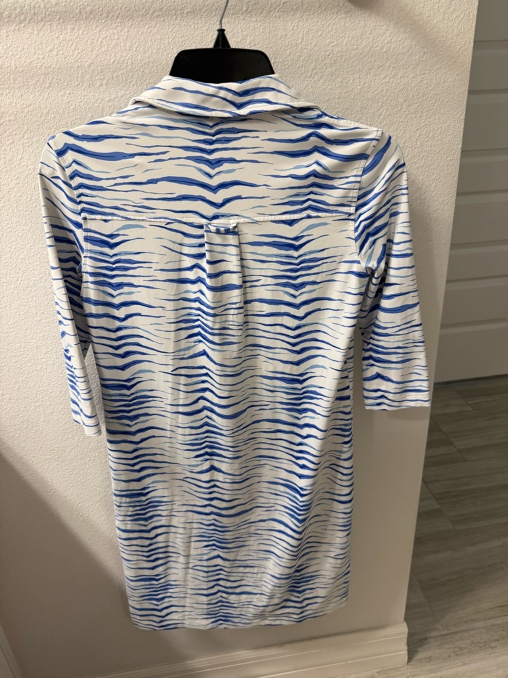 Persifor Blue & White Wave-Print Shirt Dress - Picture 3 of 4